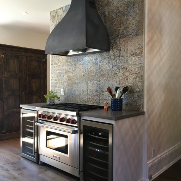 Custom Concrete Kitchen Range Hood and Countertop Design